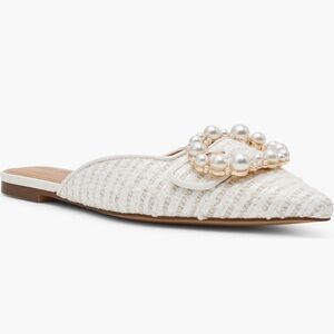 Steve Madden White Pearl-Accented Mules